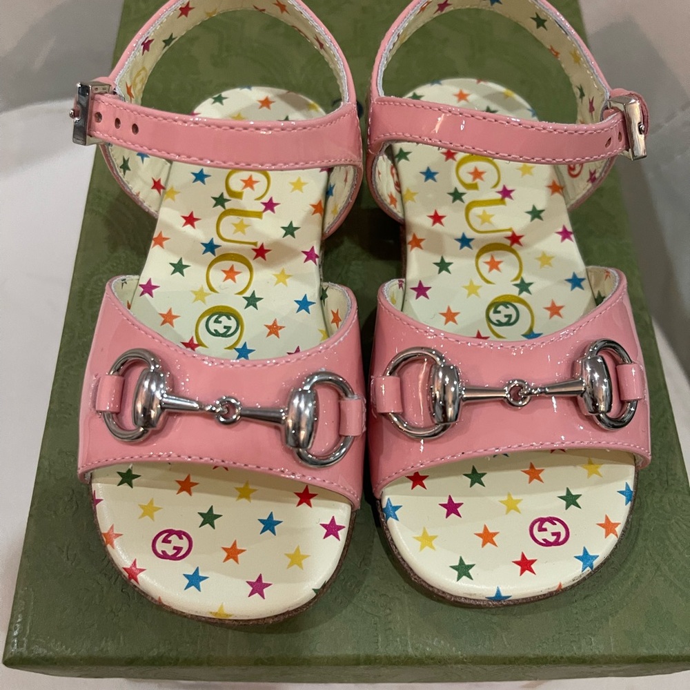 Gucci Kids Pink Sandals with Silver Accents